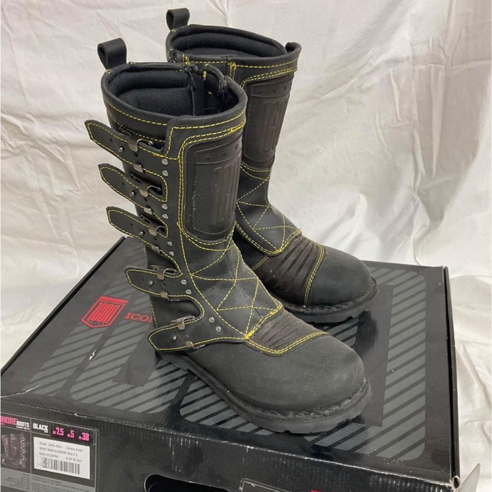 Womens Icon Elsinore Motorcycle Boots Size 7.5 Eu38